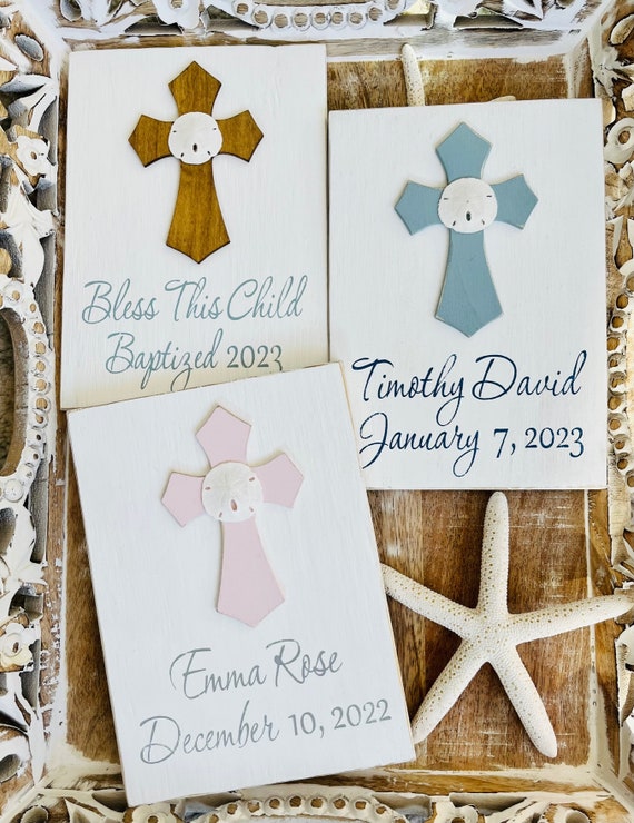 Custom Wood Wall Cross, Personalized Cross, Baptism Gift, First Holy Communion Gift, Confirmation, Religious, Gift For Boy, Girl, New Baby