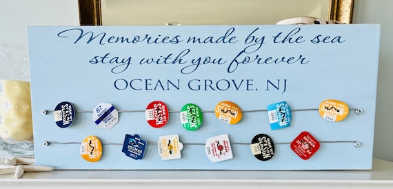Beach Badge Holder Sign, Badge Collection Display, Season, Jersey Shore Town, Cause Down The Shore Everything's Alright, Beach Tags