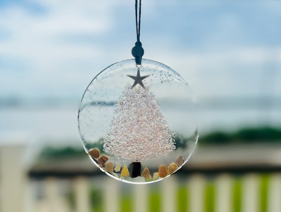 Coastal Christmas Ornament, Pink Christmas Tree With Shells, Beach, Beachy Christmas, Pink Ornament, Pink Holiday Ornament, Beach House Gift