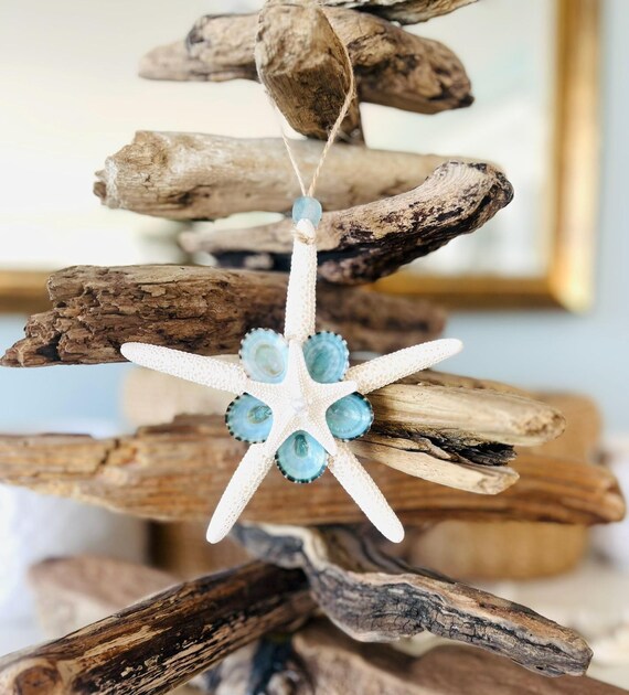 Starfish Christmas Tree Ornament, Coastal Christmas, Beach, Beachy Christmas, Blue Shell Ornament, Handmade, Beach House, Shore House, Pearl