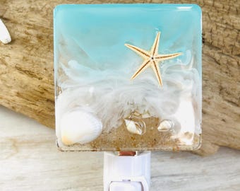 Resin Beach Night Light, Ocean Wave Night Light, Plug In Wall Night Light, Coastal Bathroom, Beachy Baby Nursery, Kitchen, Beach House