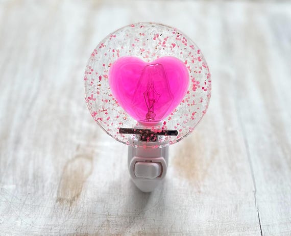 Pink Heart Night Light, Valentine's Day Night Light, Valentine's Day Decorations