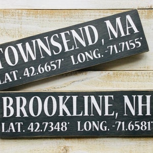 Custom Town Sign, Coordinate Wood Sign, Personalized State Sign, Latitude and Longitude, Housewarming Gift, New Home Gift, New Home, Gift image 7