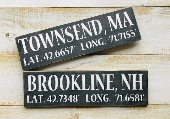 Coordinate Town Custom Wood Sign ~ Customize Your Colors! Latitude and Longitude Town Sign