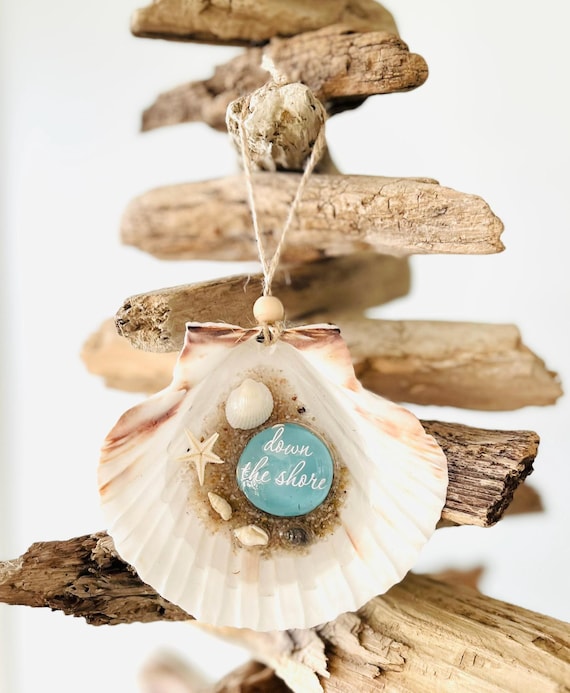 Down The Shore Scallop Shell Christmas Ornament, Coastal Christmas, New Jersey Beach Towns, Shell Ornament, Hannukah, Blue Ornament, Shore