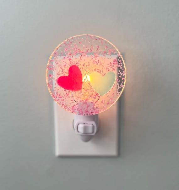 Valentine's Day Heart Night Light, Plug In Heart Night Light, Valentine's Day Decor, Resin Night Light, Baby Girl's Room Night Light, Kid's
