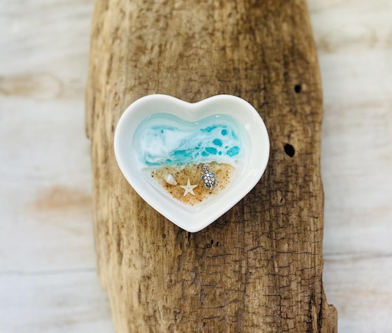 Ceramic Sea Turtle Ring Dish, Small Ring Dish, Ocean Ring Dish, Seashell Ring Dish, Engagement Ring Dish, Wedding Ring Dish, Ring Holder