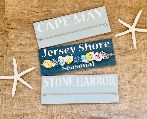 Beach Badge Collection Display with Custom Town, Beach Badge Holder, NJ Season Badge Tag Display, Personalized NJ Beach Badge Display Gift