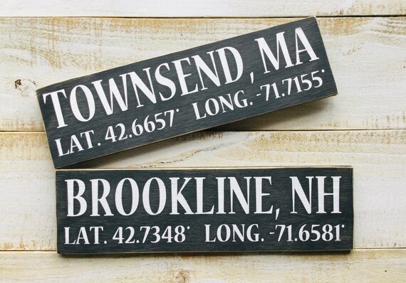 State and Town Sign, Wood Sign With Coordinates, Latitude and Longitude Sign, Housewarming Gift, New Home Gift, Hostess Gift For Beach House