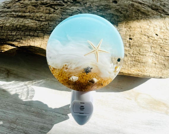 Sea Turtle Night Light With Beach Scene And Waves - Gift For The Beach Lover, Beach House, Shore House, Baby's Nursery, Beach Baby