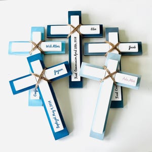 Custom Wood Wall Cross: Personalized Baptism, First Communion Gift