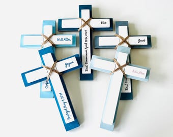 Custom Wood Wall Cross: Personalized Baptism, First Communion Gift For Boy Or Girl, Wedding