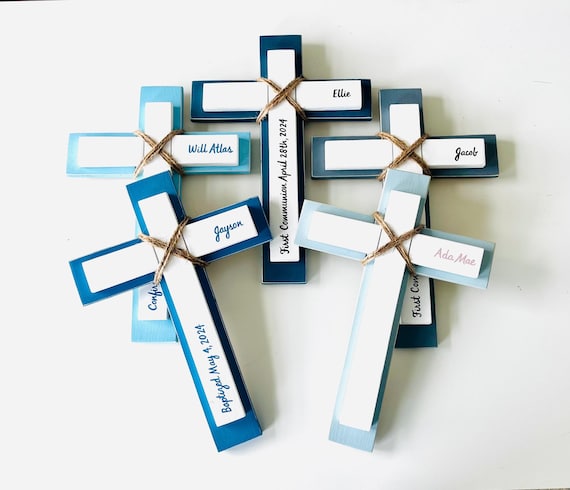 Custom Baptism Wood Wall Cross, Personalized Cross, First Holy Communion Cross, Confirmation Gift, Religious, Wedding Cross, Gift For Boy