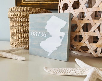 New Jersey Zip Code Wood Sign: Customize Your Own, Personalized Beach House Decor