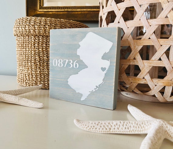 New Jersey Zip Code Wood Sign, Custom New Jersey Wall Art, Jersey Shore Beach House Sign, Cause Down the Shore Everything's Alright, NJ Gift