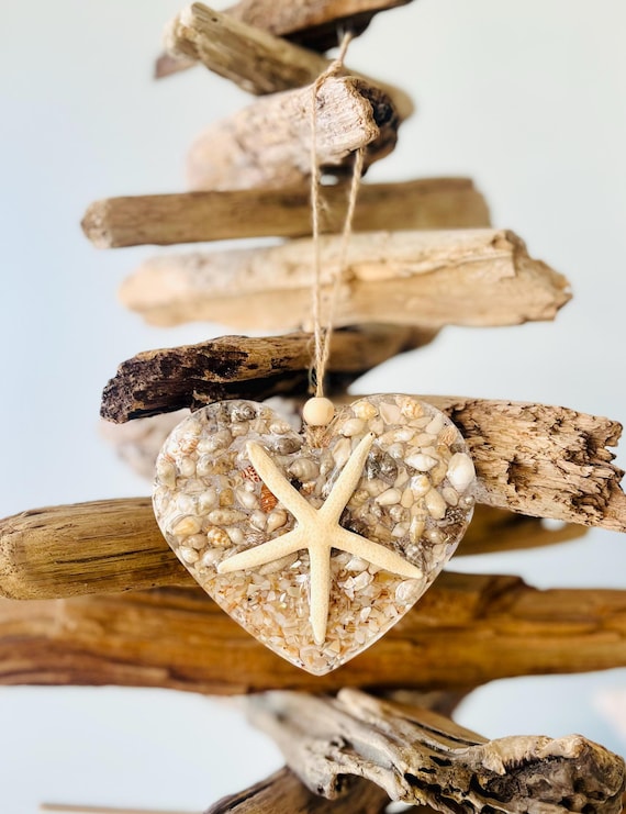 Heart Ornament, Mother's Day Gift, Beachy Christmas Ornament, Starfish Ornament, Coastal Decor, Wedding Gift, 'Cause Down The Shore