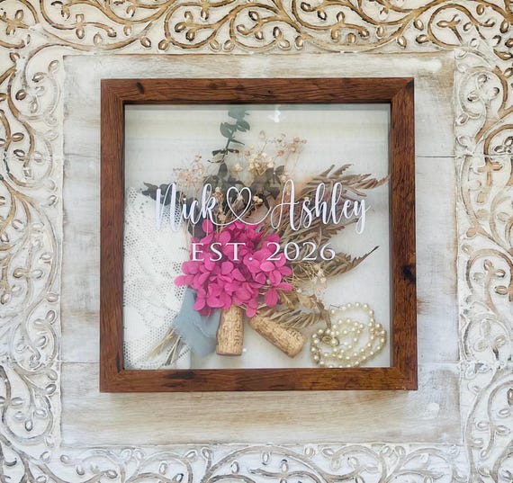 Personalized Wedding Memory Shadow Box – Custom Name, Dates, Bridal Shower, Custom Display