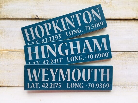 State and Town Sign, Wood Sign With Coordinates, Latitude and Longitude Sign, Housewarming Gift, New Home Gift, Hostess Gift For Beach House