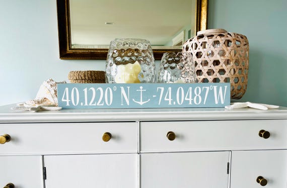 Custom Coordinates Sign, Latitude and Longitude Sign, Housewarming Gift, New Home Gift, Hostess Gift For Beach House