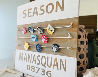 Beach Badge Holder Sign, 18" x 18" Season Badge, Jersey Shore, Beach Badge Collection, NJ Beach Towns, Beach Tag Display, Down The Shore