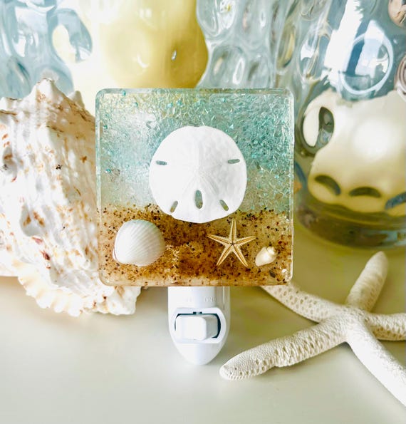 Handmade Sand Dollar Night Light, Coastal Beach House Decor, Nautical Nursery Accent