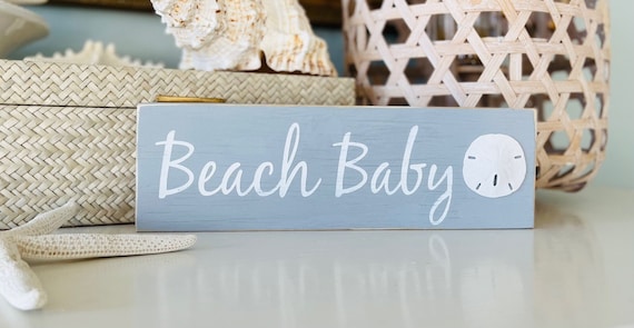 Beach Baby Wood Beach Sign, Baby Boy, Baby Girl, Coastal Nursery, Gift For Baby, Kids Room, Baby Shower Gift, NJ, New Jersey, Sand Dollar