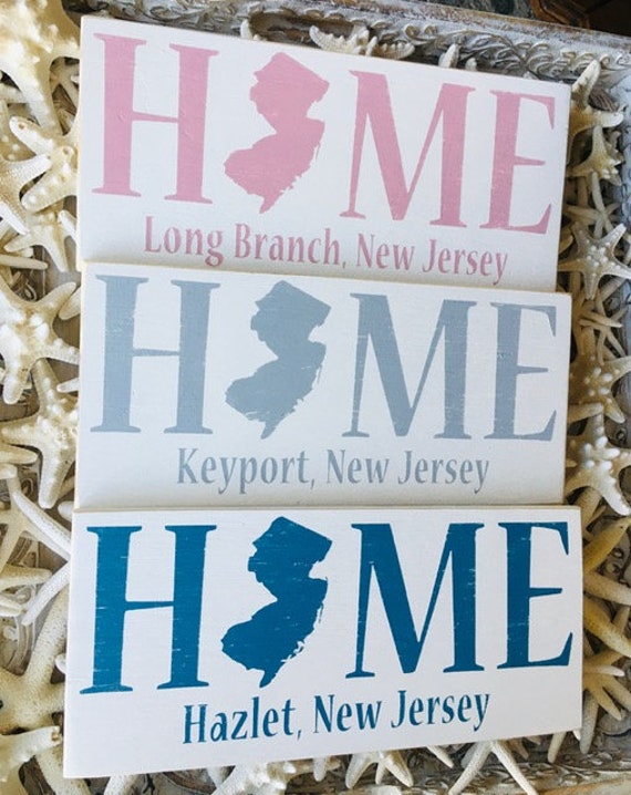 New Jersey Sign, New Jersey Home State and Town Sign, Custom NJ Sign, Beach House Sign, NJ Gift, NJ Map, Bruce Springsteen, Down The Shore