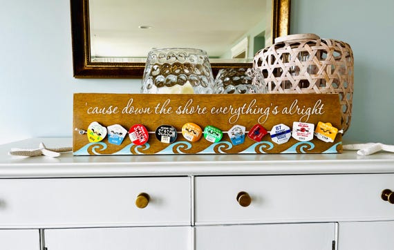 Custom Beach Badge and Beach Tag Holder Sign: Jersey Shore Keepsake Display