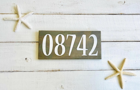 Zip Code Sign With Custom Zip Code, Housewarming Gift, Wood Town Sign, Beach House Decor, New Home Gift, Hostess Gift, Jersey Shore, Beachy