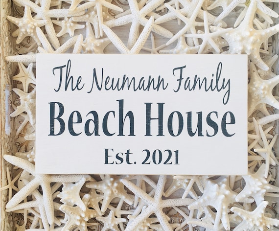 Custom Wood Welcome Beach House Sign, Coastal Art, Down The Shore, Lake House, New Home Gift, Housewarming, Closing Gift, Established Date