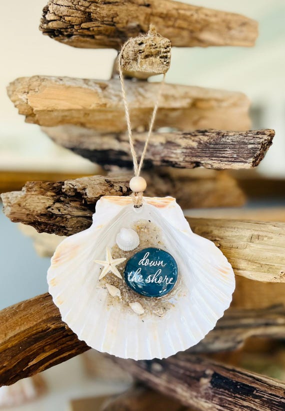 Down The Shore Scallop Shell Christmas Ornament, Coastal Christmas, New Jersey Beach Towns, Shell Ornament, Hannukah, Blue Ornament, Shore