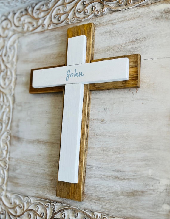 Custom Wood Wall Cross, Personalized Cross, Baptism Cross, First Holy Communion Gift, Confirmation, Wedding Gift, Baptism Gift For Boy, Girl