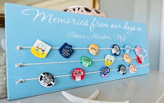 Beach Badge Display With Custom Town, Badge Tag Holder, Collection Display, NJ Season Beach Badge, Jersey Girl, Cause Down The Shore Town