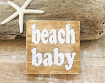 Beach Baby Coastal Nursery Wall Wood Sign, Baby Boy or Girl Nursery, Custom Kids Bedroom Decor, Baby Shower Gift, Beach Baby, Coastal Art