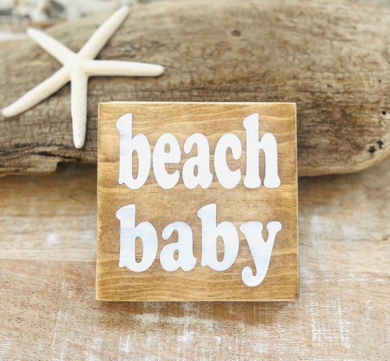 Beach Baby Coastal Nursery Wall Wood Sign, Baby Boy or Girl Nursery, Custom, Kids Bedroom Decor, Baby Shower Gift, Beach Baby, Coastal Art