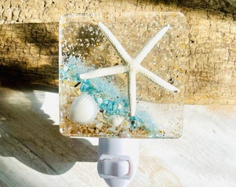 Starfish Resin Night Light, Plug In Wall Night Light, Ocean Art, Beach House, Shore House, Baby's Nursery, Beach Baby, Beach Decor