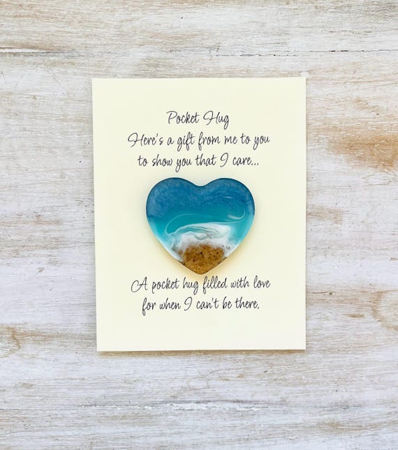 Resin Pocket Hug Heart, Ocean Pocket Heart, Thinking Of You Gift, Comfort Gift, Friendship Gift, Encouragement Gift