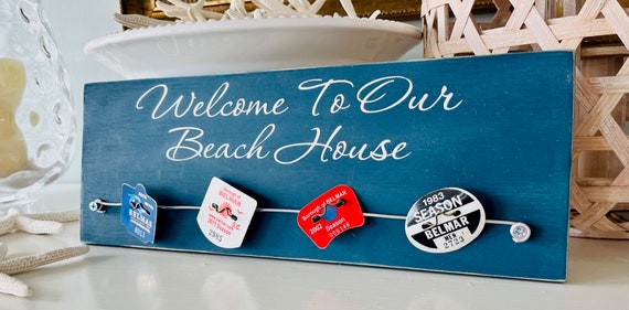 Custom Beach Badge Collection Display, Beach House Sign, Beach Tag Holder, Cause Down The Shore Everything's Alright, NJ Gift, Shore House