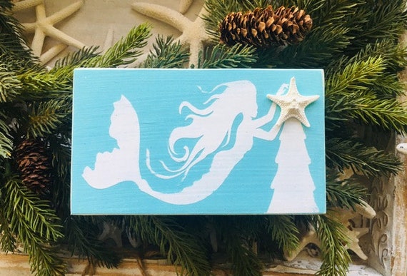 Christmas Mermaid, Christmas Tree Sign, Beachy Christmas, Coastal Christmas, Nautical Holiday Decor, Beach House, New Jersey, Florida, Shore
