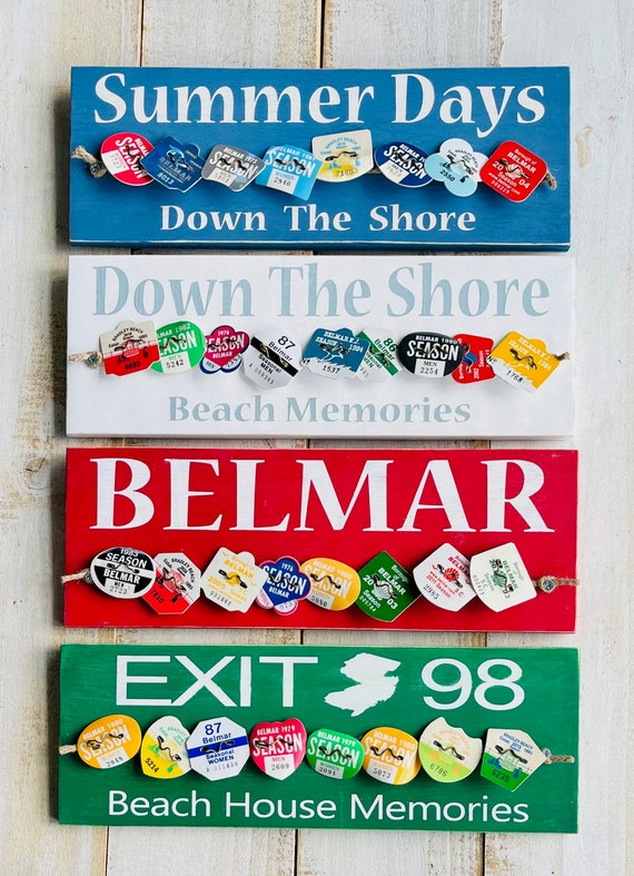 Beach Badge Display, Beach Tag, New Jersey Parkway Exit Wood Sign, Wood Beach Sign, Badge Tag Collection Holder, New Jersey, Down The Shore