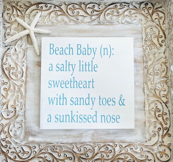 Beach Baby, Baby Girl, Baby Boy, Nursery Art, Baby Shower Gift, Girl's Room, Boy's Room, Beach Sign, Personalized, Kid's Room, Coastal Baby