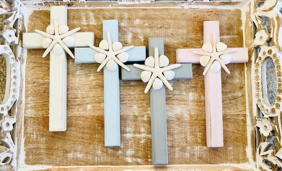 Baptism Wood Cross: Coastal Beach Nursery Decor, Beach Wedding, Anniversary