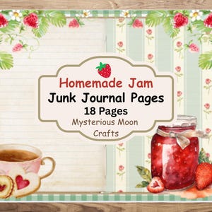 Homemade Jam Junk Journal Pages Digital Download, Recipe Book, Cooking Journal, Printable Kitchen Journal Pages