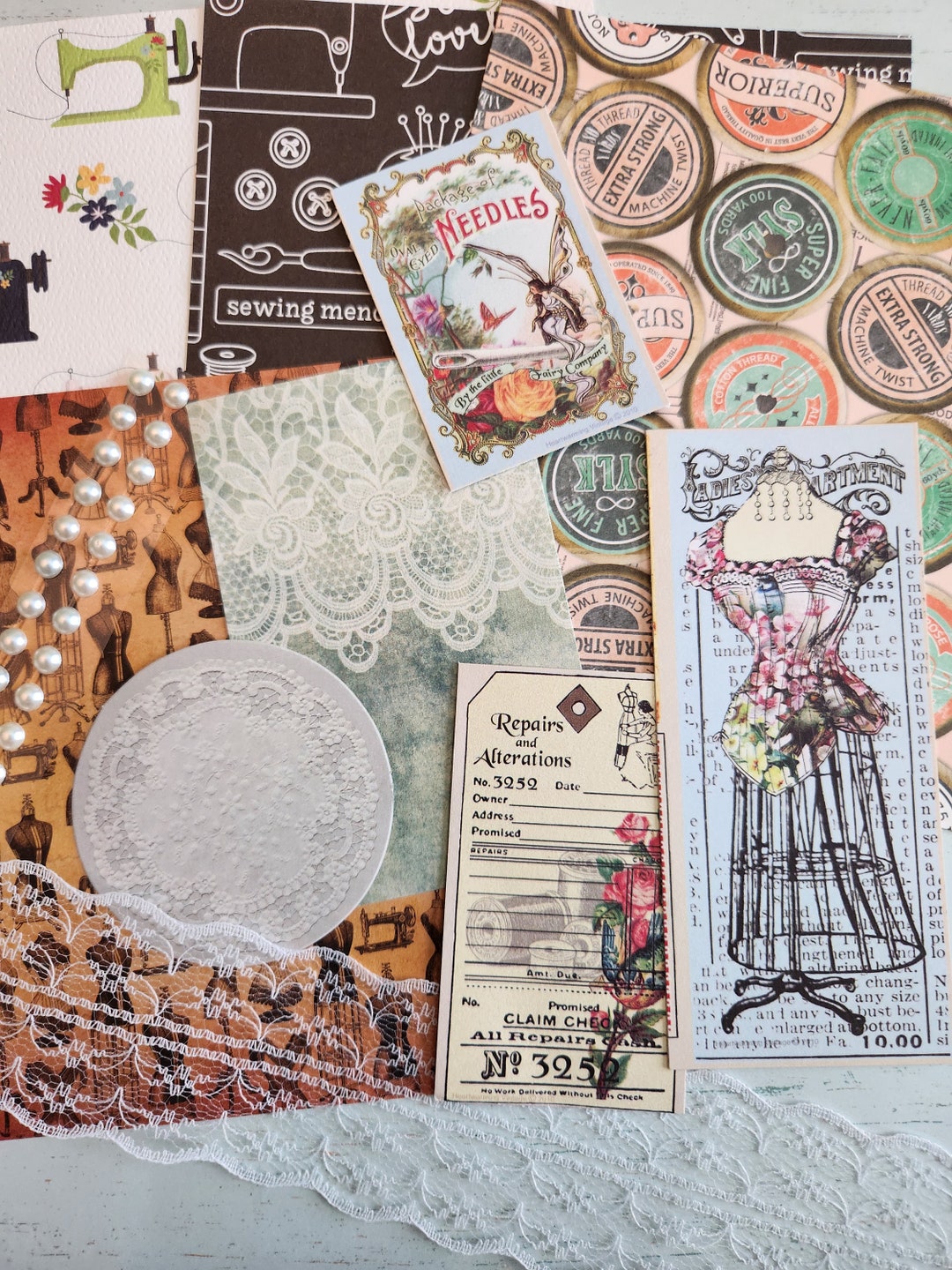 Sewing Themed Junk Journal Mystery Bag, Sewing Scrapbook Supplies Etsy