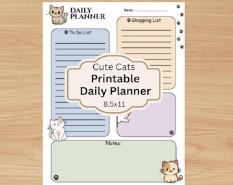 Cats Daily Planner Printable, 8.5x11 (Digital Download)