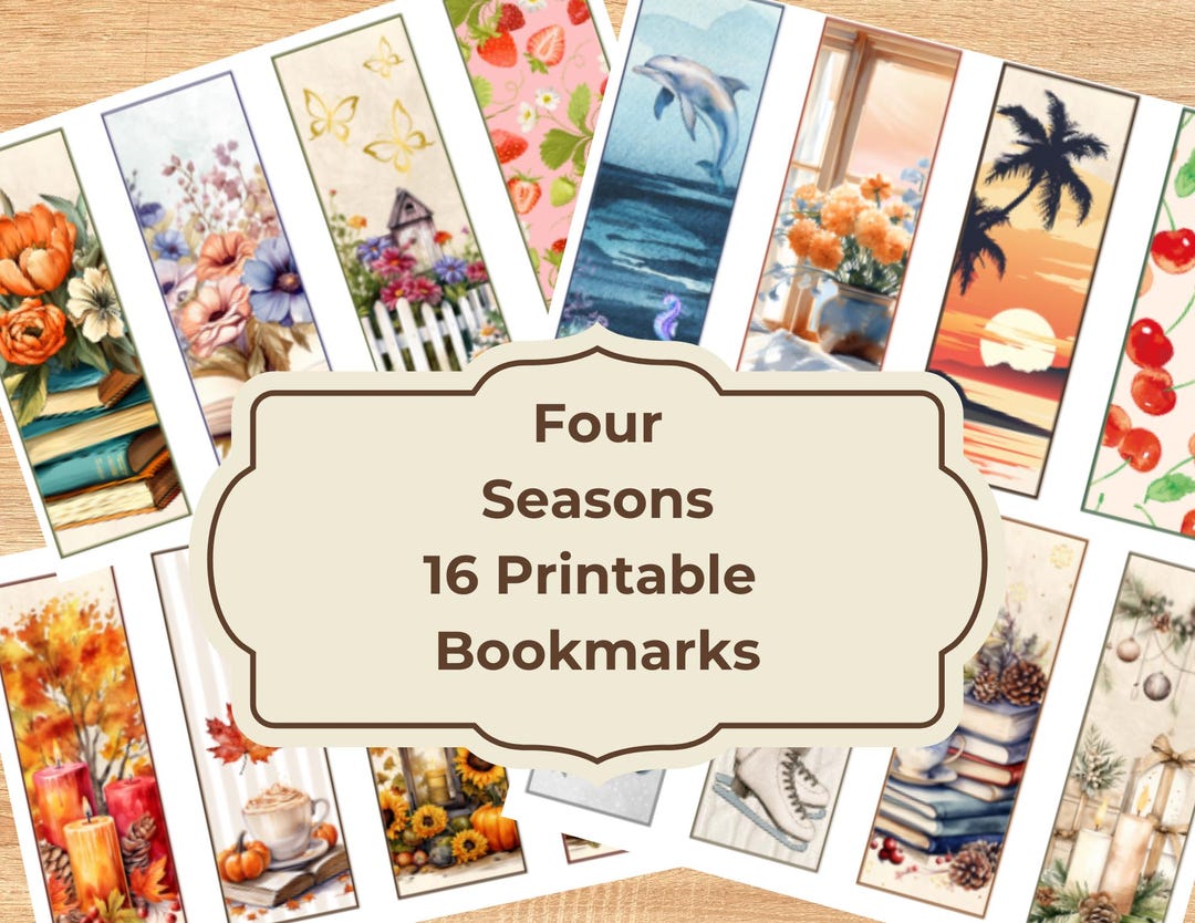 Four Seasons Bookmarks: Printable Book Club Gifts (digital Download) - Etsy