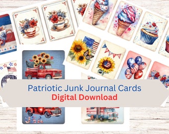 Cartes de visite patriotiques, ATC, éphémères patriotiques, Americana, 4 juillet, téléchargement numérique