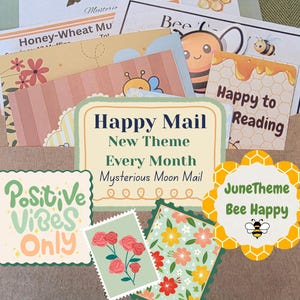 Monthly Happy Mail, Snail Mail club, pen pal, journaling, letter writing