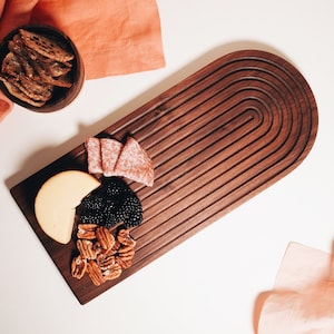 Rainbow Arch Serving Board Walnut Large bread cutting board cheese & charcuterie platter appetizer tray wedding housewarming gift Walnut