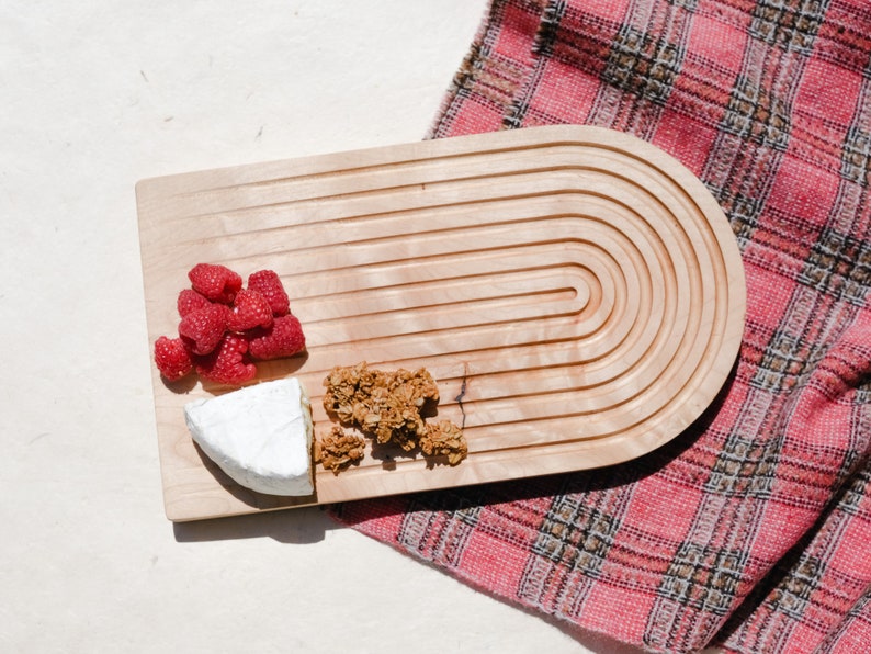 Rainbow Arch Serving Board Maple Small bread cutting board cheese & charcuterie platter appetizer tray wedding housewarming gift Maple